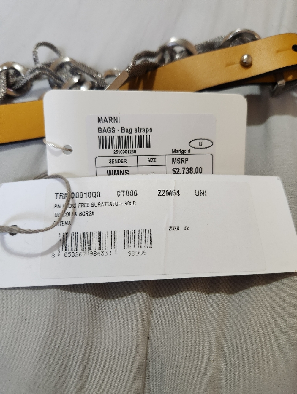 Authentic Marni Two Tone Leather Bag Strap Marigold NWT - Picture 3 of 9